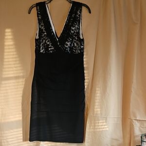 connected apparel Black Lace V-Neck Midi Dress